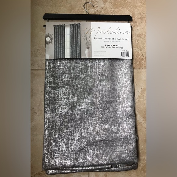 NWT Madeline Room Darkening Extra Long 96in Panel Set Decor Drapes - Charcoal - Picture 3 of 8